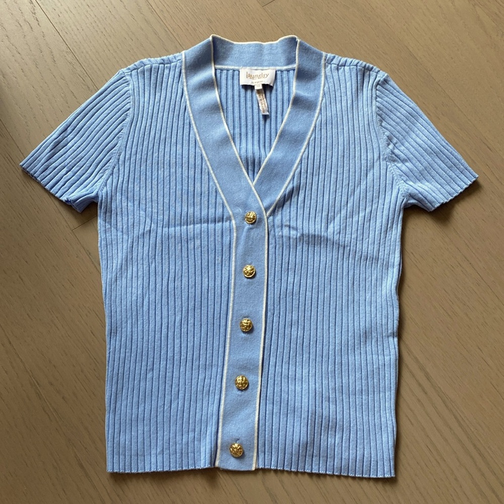 Laundry baby blue knit top